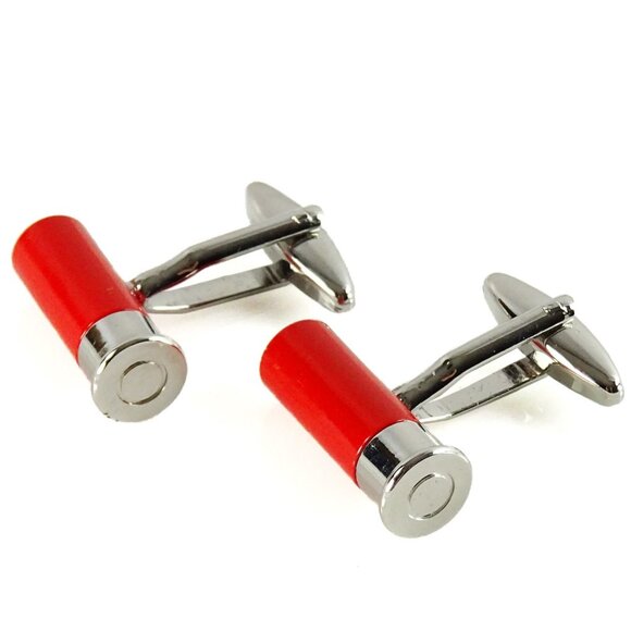 Duck Hunt Hunting Cufflinks That Open! Red Silvertone Figural Novelty - Picture 2 of 4